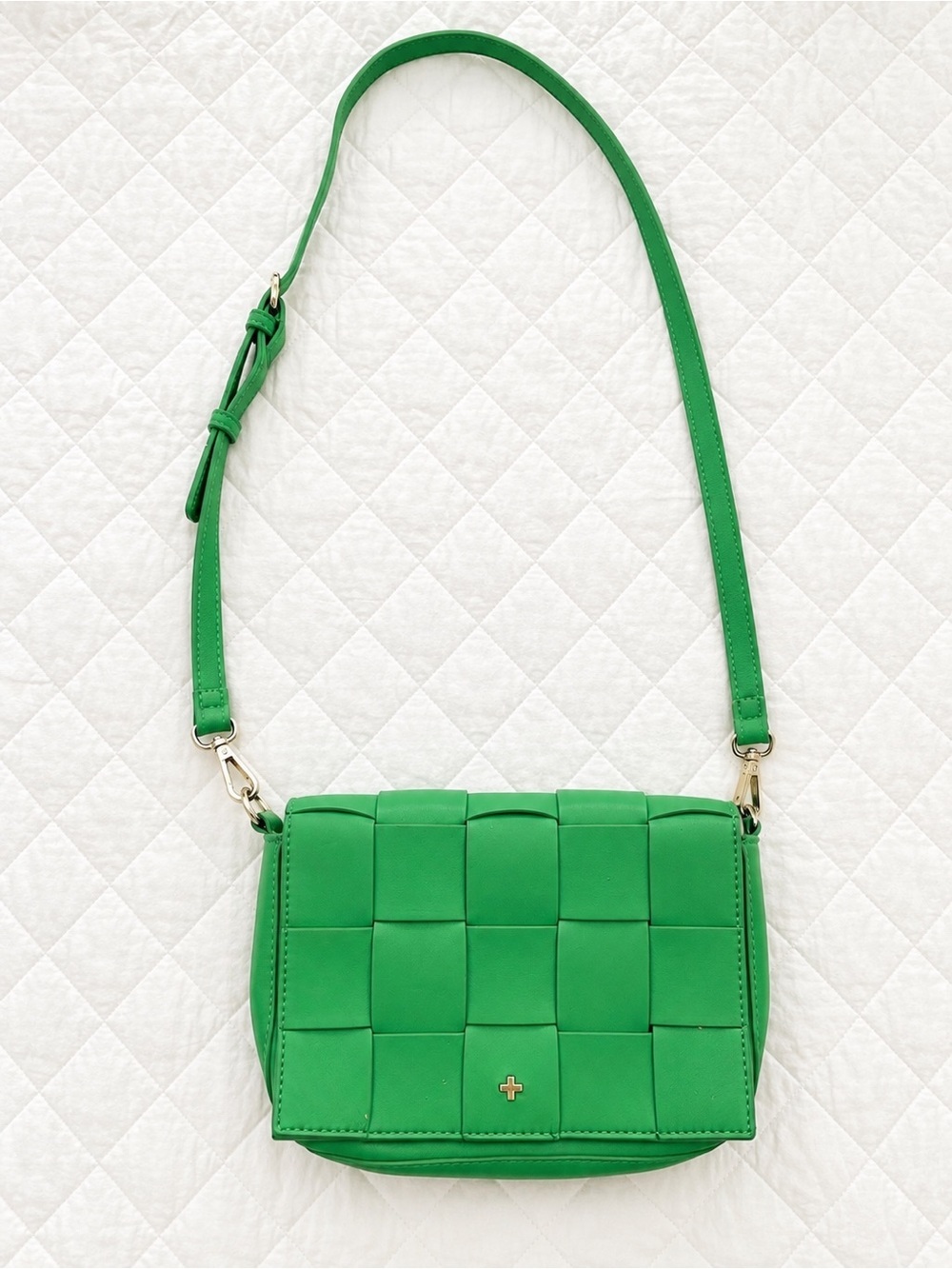 PETA + JAIN Green Woven Vegan Leather Crossbody Bag​
